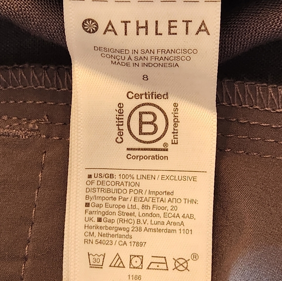 Athleta Voyager Strap Waist 100% Linen Navy Pants Size 8 - Picture 5 of 8